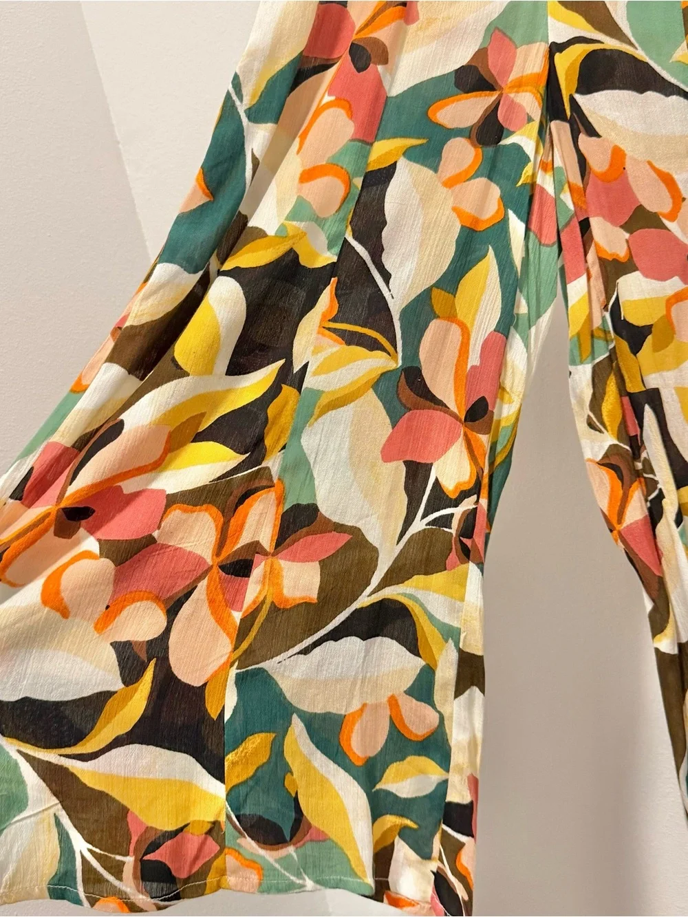 O'Neill Candice Jumpsuit Wide Leg Cropped Lightweight Tropical Print Medium